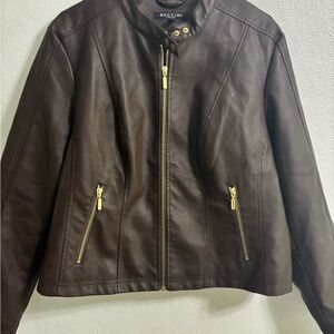 Baccini Women's Brown Faux Leather Jacket XL